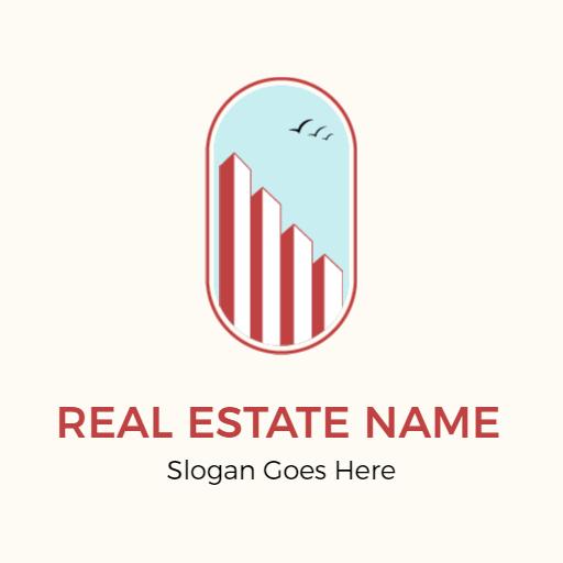 Stylish Red and Blue Real Estate Market Growth Logo Template