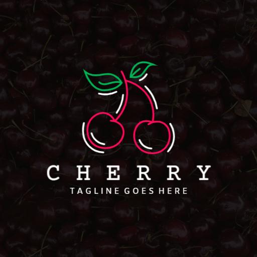 Stylish Red and Green Cherry Design with Modern Logo Template