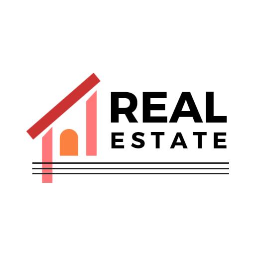 Stylish Red and Orange House Design for Real Estate Logo Template