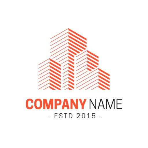 Stylish Red and White 3D Building Design Logo Template