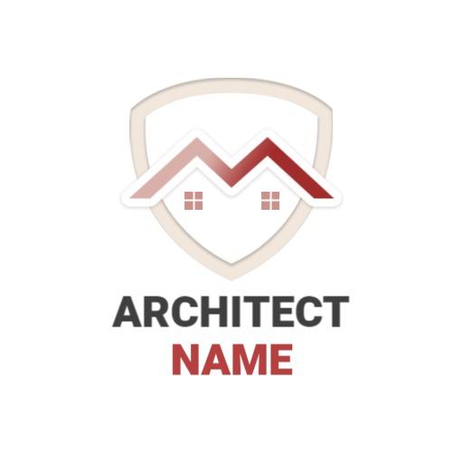 Stylish Red and White Shield Design for Architect Logo Template