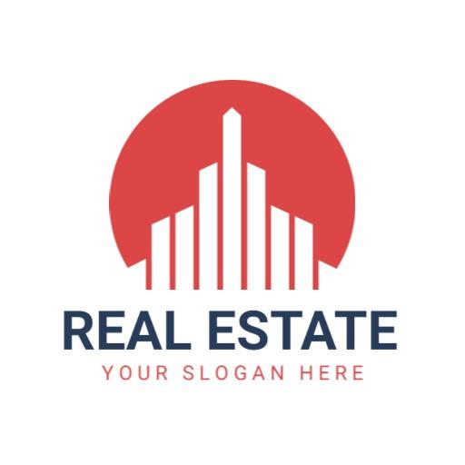 Stylish Red Circle Design Highlighting Real Estate Growth Logo Template