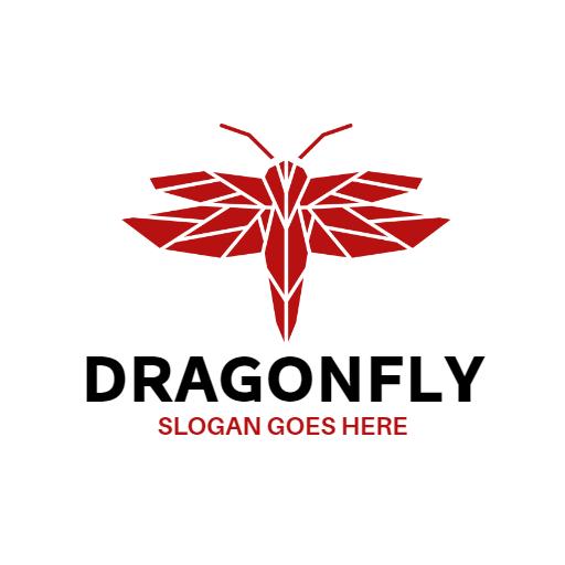 Stylish Red Dragonfly Design for Nature-Inspired Logo Template