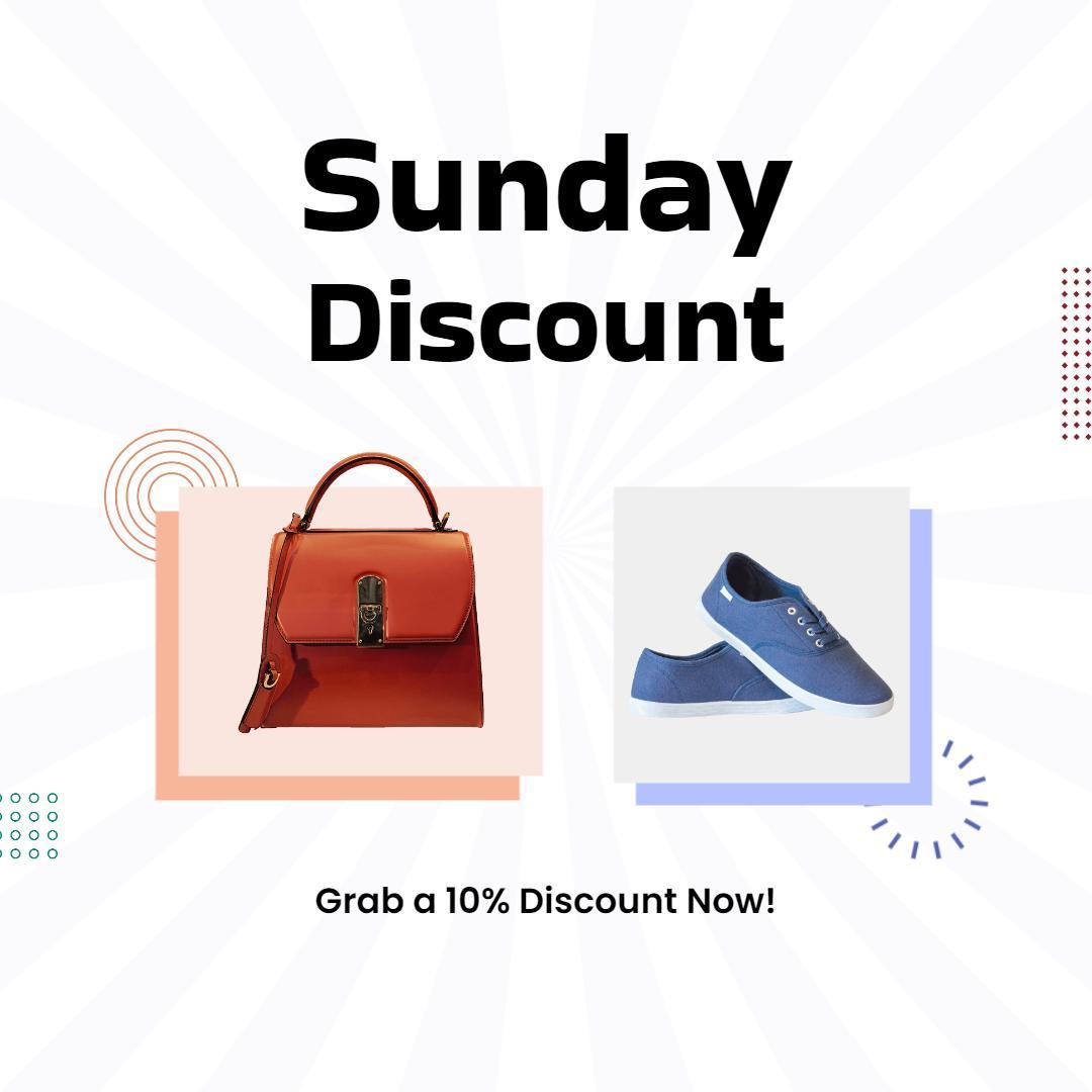 Stylish Red Handbag and Blue Shoes Sunday Discount Ad Template