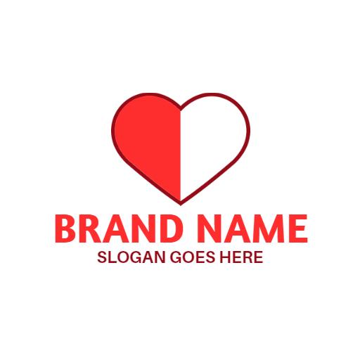 Stylish Red Heart Symbol Representing Love Logo Template