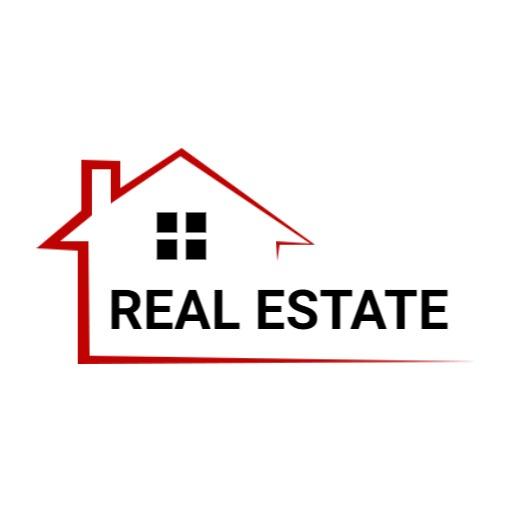 Stylish Red House Design Showcasing Real Estate Services Logo Template