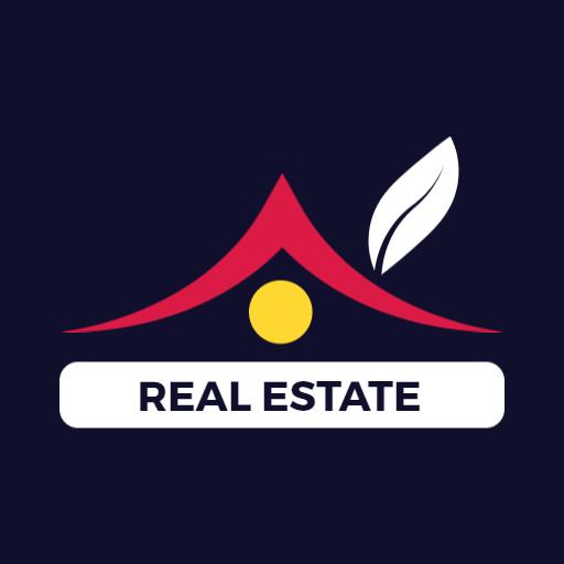 Stylish Red Roof with Leaf Symbolizing Real Estate Logo Template