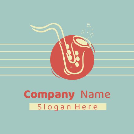 Stylish Red Saxophone Design Celebrating Jazz Music Logo Template