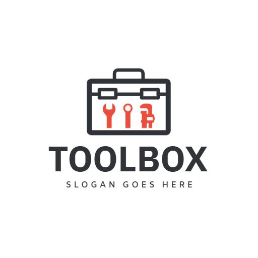 Stylish Red Toolbox Design Representing Home Improvement Logo Template