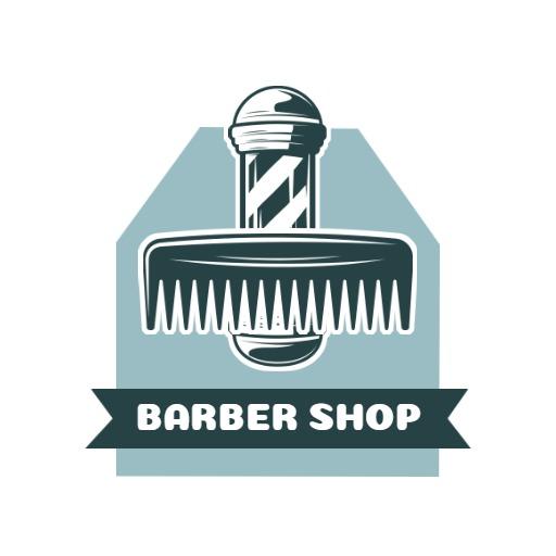 Stylish Retro Barber Shop Logo Featuring Iconic Comb Design Logo Template