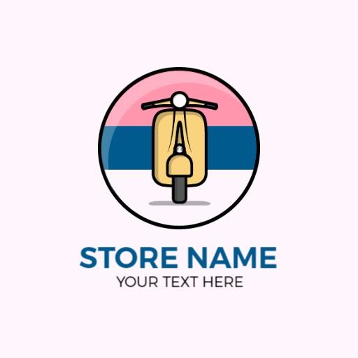 Stylish Retro Motorcycle Design with Pink and Blue Background Logo Template