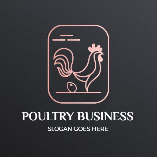 Stylish Rose Gold Rooster Design for Poultry Business Logo Template