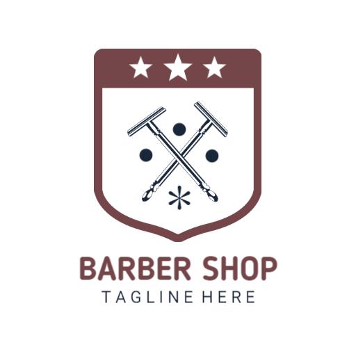 Stylish Shield Design Features Barber Shop Tools Logo Template