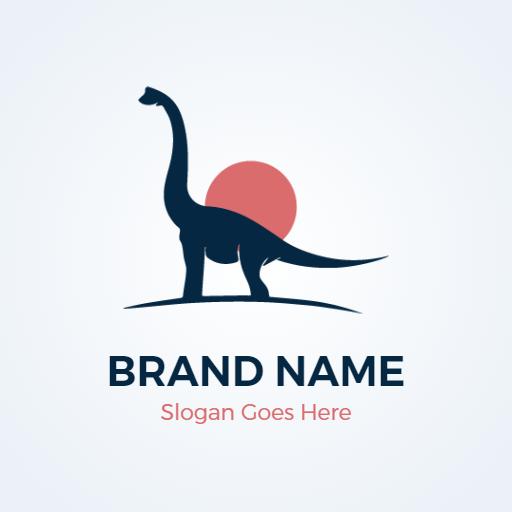 Stylish Silhouette of a Dinosaur with Sunset Background Logo Template