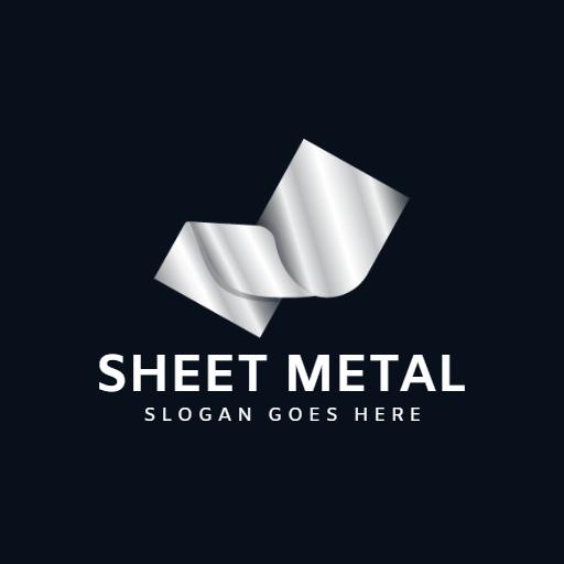 Stylish Silver Wave Design Illustrating Sheet Metal Industry Logo Template