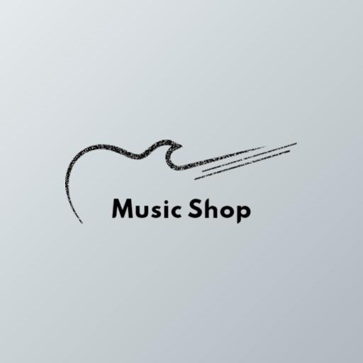 Stylish Sketch of a Guitar Perfect for Music Shop Logo Template