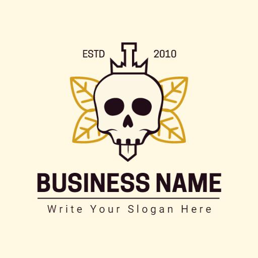 Stylish Skull Design with Leaves for Unique Branding Logo Template