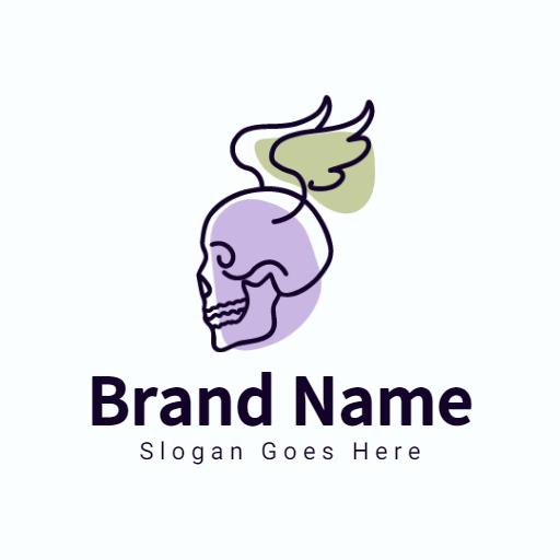 Stylish Skull Design with Wings for Unique Art Logo Template