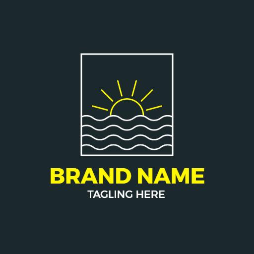 Stylish Sun Over Gentle Waves Evoking Beach Vibes Logo Template