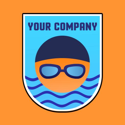 Stylish Swimmer and Waves Design for Swimming Pool Logo Template