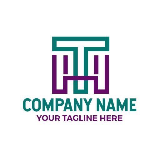 Stylish T Letter Design in Turquoise and Purple Logo Template