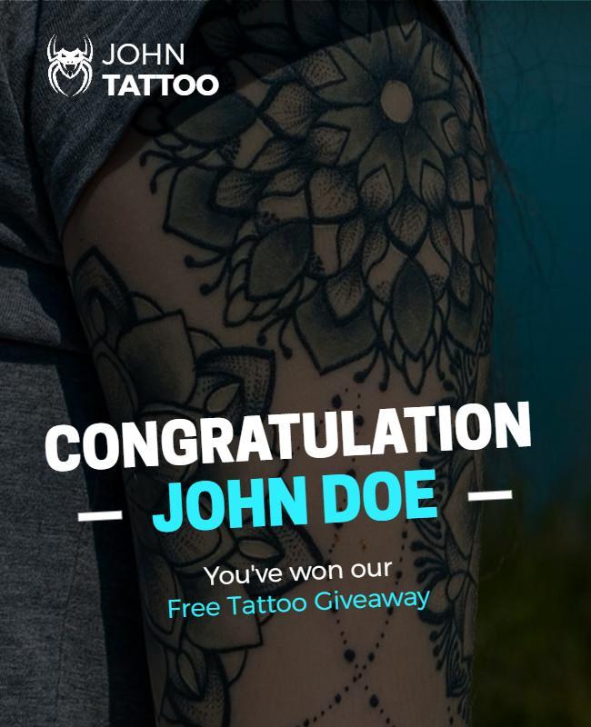Stylish Tattoo Art Giveaway Announcement Poster Template