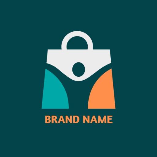 Stylish Teal and Orange Shopping Bag Design for Fashion Logo Template