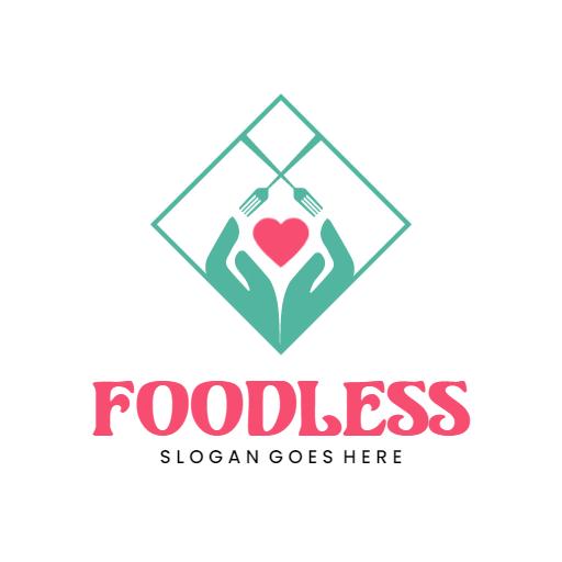 Stylish Teal and Pink Logo Celebrating Foodless Concepts Logo Template