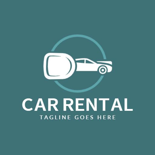 Stylish Teal Car Key and Minimalist Car Rental Logo Template