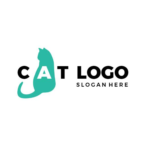 Stylish Teal Cat Design Representing Pet Services Logo Template