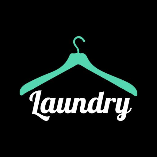 Stylish Teal Clothes Hanger Illustrating Laundry Services Logo Template