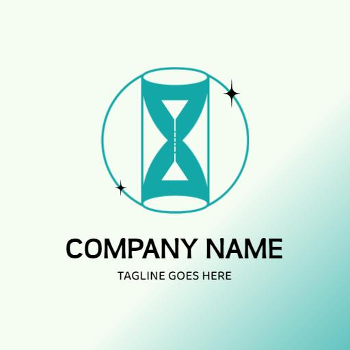 Stylish Teal Hourglass Design Symbolizing Time Management Logo Template
