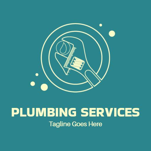Stylish Teal Pipe Wrench Design for Plumbing Services Logo Template