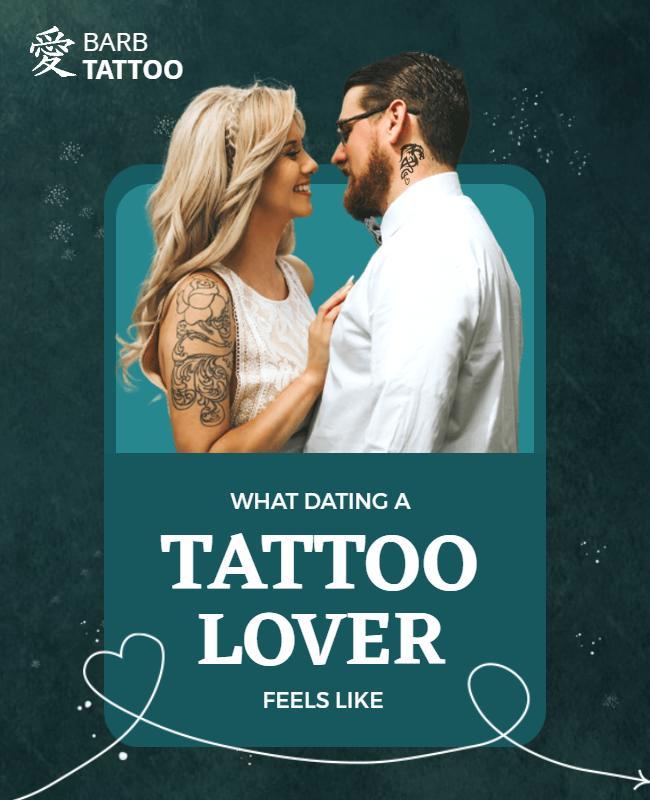 Stylish Teal Tattoo Dating Experience Poster Template