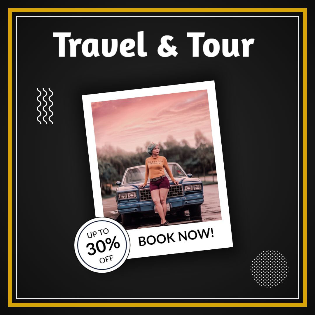 Stylish Travel and Tour Promotion with Discount Offer Ad Template