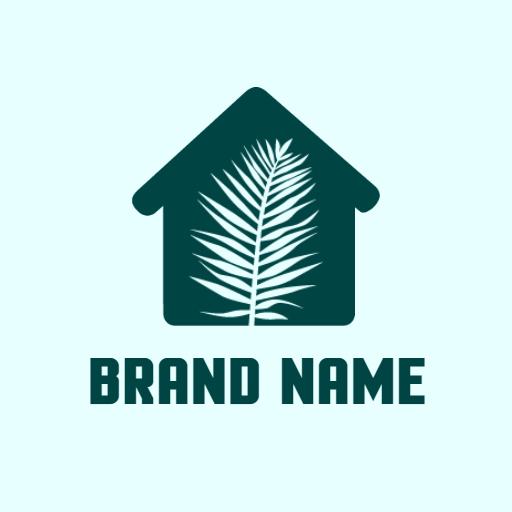 Stylish Tropical Home Design with Elegant Leaf Logo Template
