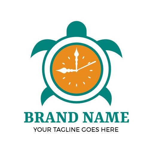 Stylish Turtle and Clock Design Symbolizing Time Management Logo Template