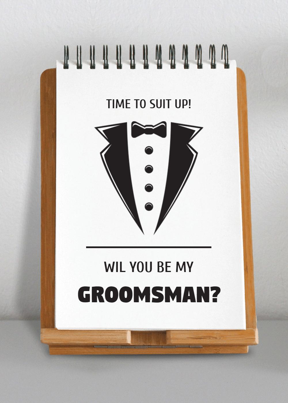 Stylish Tuxedo Groomsman Proposal Party Invitation Template