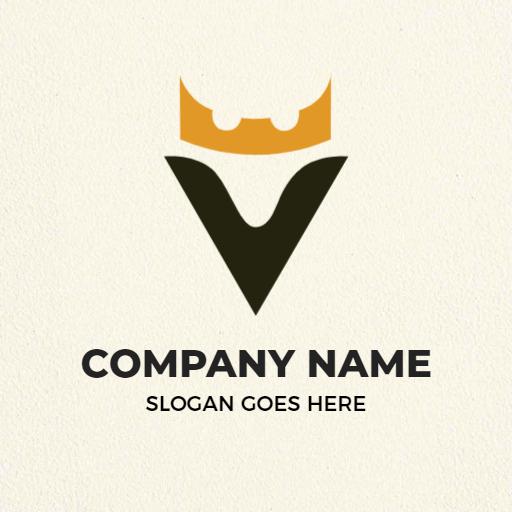 Stylish V Letter Design Featuring Bold Crown Elements Logo Template