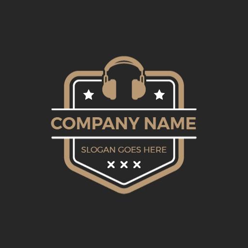 Stylish Vintage Badge Design Featuring Headphones Logo Template