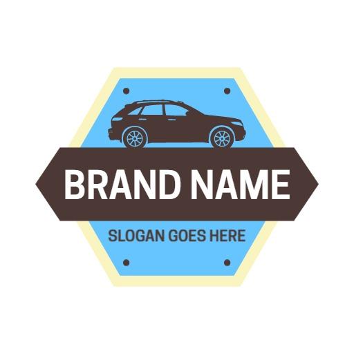 Stylish Vintage Car and Blue Background Travel Logo Template