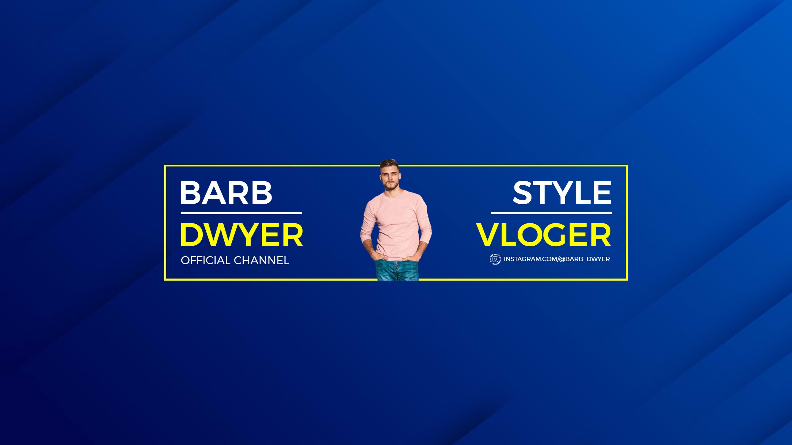 Stylish Vlogger Presentation with Blue Background YouTube Banner Template