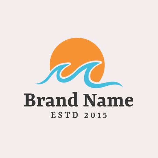 Stylish Wave Design Under Bright Orange Sun Logo Template