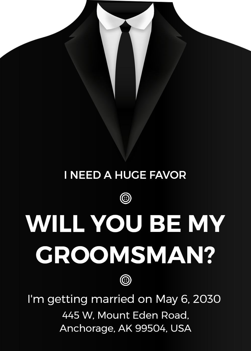 Stylish Wedding Groomsman Proposal Invitation Template