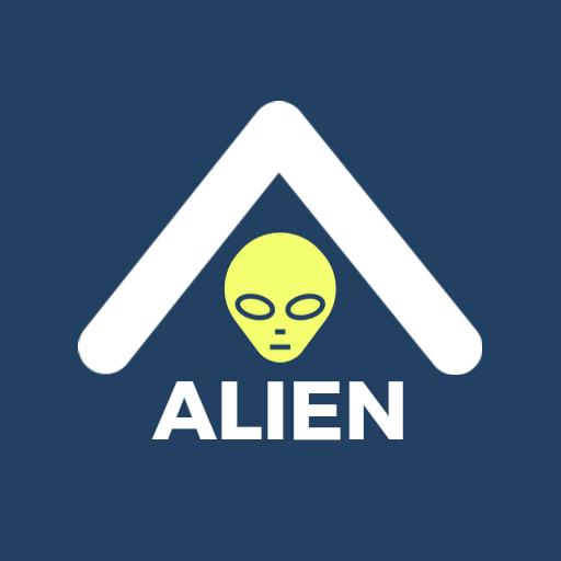 Stylish White and Yellow Alien Design Representing Extraterrestrial Arts Logo Template