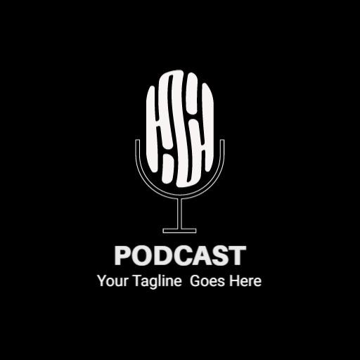 Stylish White Microphone Design for Engaging Podcast Logo Template