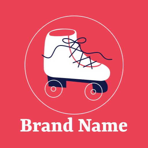 Stylish White Roller Skate on Vibrant Red Background Logo Template