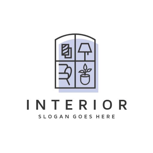 Stylish Window Design Showcasing Modern Interior Design Logo Template