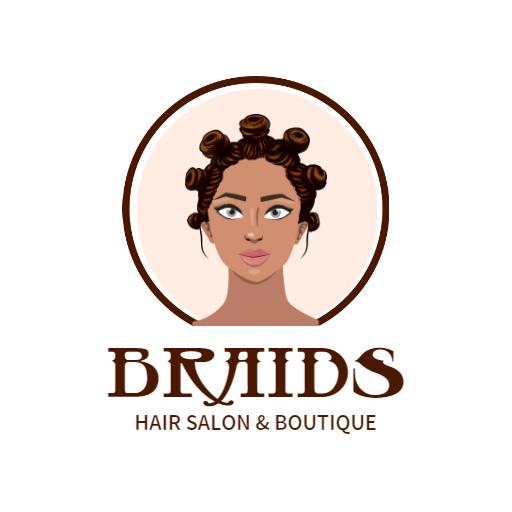 Stylish Woman with Braids Showcasing Hair Salon Expertise Logo Template