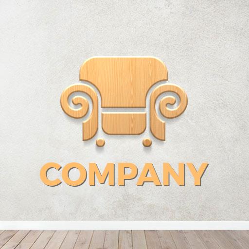 Stylish Wooden Chair Design Showcasing Creative Mockup Logo Template